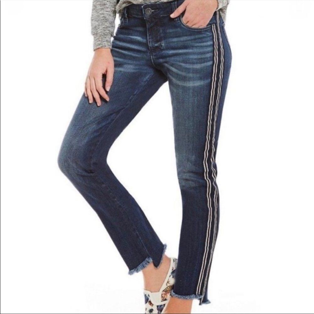 Kut from the Kloth Women's Jeans Reece Ankle Straight Leg Mid Rise Stripe Size 2
